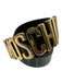 Moschino Black Leather Gold Tone Buckle Logo Shiny Belts Black / 42