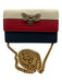 Gucci Cream White, Red & Blue Leather Stripe Bee Flap Top Crossbody Bag Cream White, Red & Blue