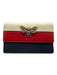Gucci Cream White, Red & Blue Leather Stripe Bee Flap Top Crossbody Bag Cream White, Red & Blue