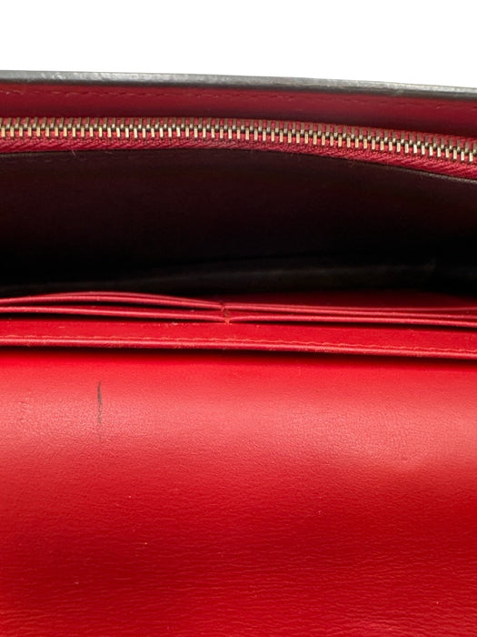 Gucci Cream White, Red & Blue Leather Stripe Bee Flap Top Crossbody Bag Cream White, Red & Blue