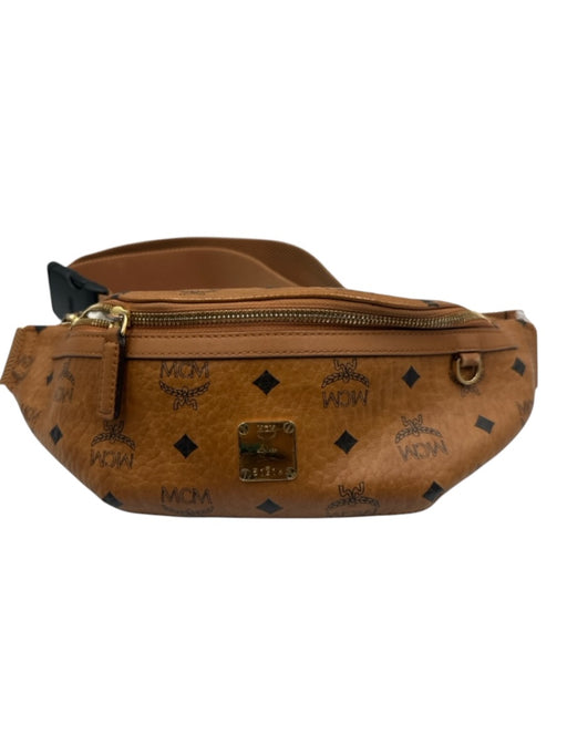 MCM Brown Coated Canvas Zip Close Belt Bag Monogram Bag Brown / S