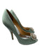Badgley Mischka Shoe Size 8.5 Mint Green Textile open toe Stiletto Satin Heels Mint Green / 8.5