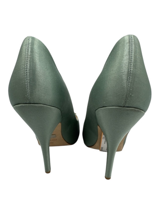 Badgley Mischka Shoe Size 8.5 Mint Green Textile open toe Stiletto Satin Heels Mint Green / 8.5