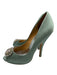 Badgley Mischka Shoe Size 8.5 Mint Green Textile open toe Stiletto Satin Heels Mint Green / 8.5