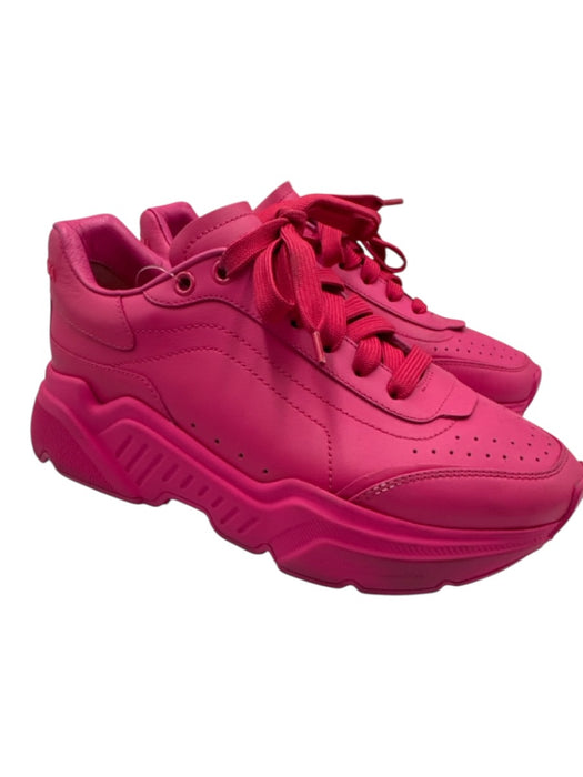 Dolce & Gabbana Shoe Size 39 Hot pink Leather Chunky Lace Up Perforated Sneakers Hot pink / 39