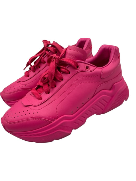 Dolce & Gabbana Shoe Size 39 Hot pink Leather Chunky Lace Up Perforated Sneakers Hot pink / 39