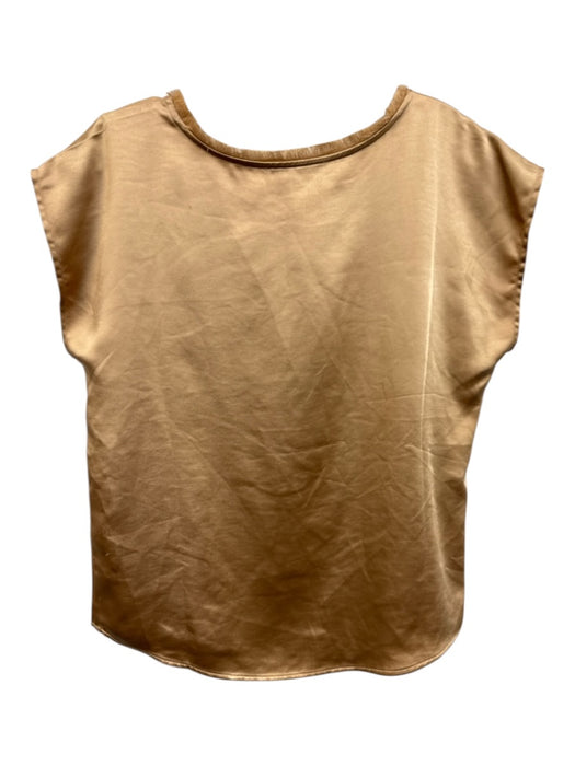 Melissa Nepton Size M Champange Gold Viscose Satin Fringe Trim Cap Sleeve Top Champange Gold / M