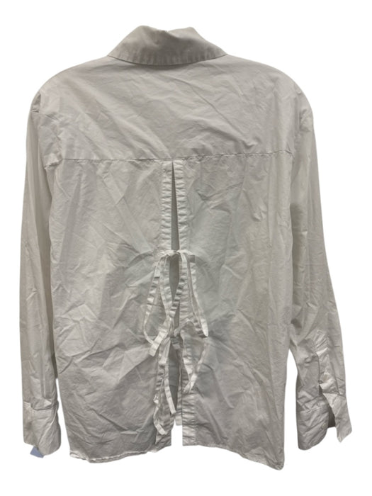 Secular Size S White Cotton Tie Back Button Down Long Sleeve Top White / S