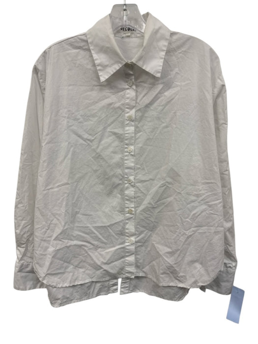Secular Size S White Cotton Tie Back Button Down Long Sleeve Top White / S