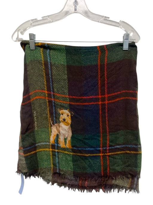 Vilagallo Green, Brown, Multi Cotton & Wool Blend Tartan Plaid Dog scarf Green, Brown, Multi
