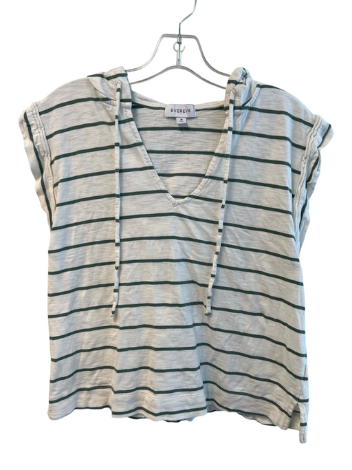 Everlane Size M White & Green Cotton Blend Short Sleeve Striped Hooded Top White & Green / M