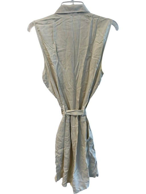 Bella Dahl Size L Beige Tencel Sleeveless Collar Waist tie Zip Up Romper Beige / L