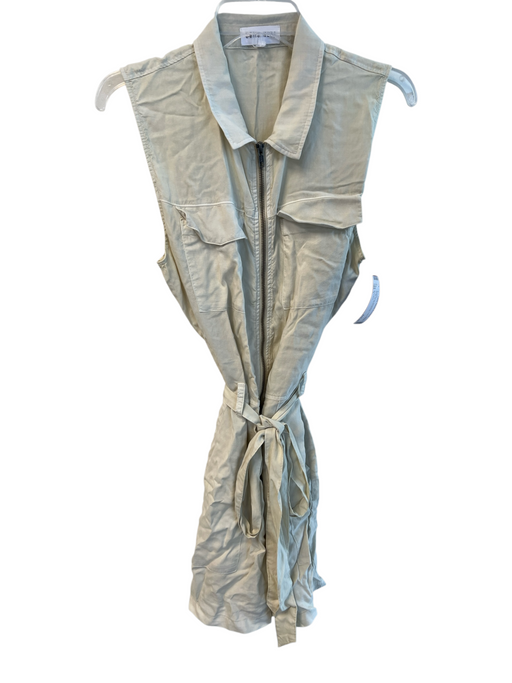 Bella Dahl Size L Beige Tencel Sleeveless Collar Waist tie Zip Up Romper Beige / L