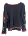 We The Free Size S Black & Multi Cotton Long Sleeve Patch Detailing Cropped Top Black & Multi / S