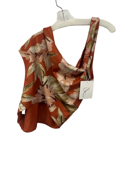 Baiia Size XL Orange, Green & Multi floral One Shoulder One Piece Swimsuit