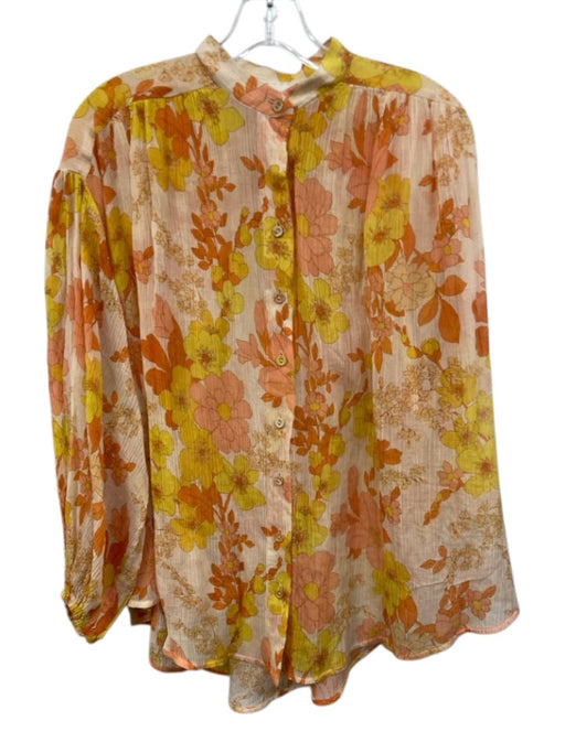Zimmermann Size 1 Orange, Pink, Yellow, White Cotton & Silk Long Sleeve Top Orange, Pink, Yellow, White / 1