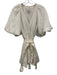 Aje. Size 6 Cream White Linen Blend Short Balloon Sleeve Pleated Midi Dress Cream White / 6