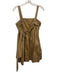 Aje. Size 6 Khaki Beige Cotton Sleeveless Gathered Tiered Tie Back Dress Khaki Beige / 6