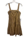 Aje. Size 6 Khaki Beige Cotton Sleeveless Gathered Tiered Tie Back Dress Khaki Beige / 6