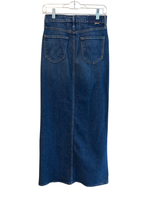 Mother Size 25 Dark Wash Cotton Mid Rise Maxi Front Slit 5 Pocket Skirt Dark Wash / 25