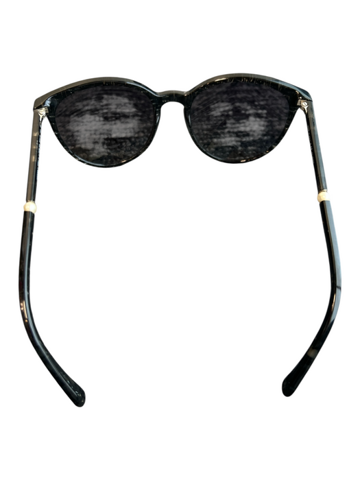 Chanel Black Acetate Pearl Detail Abstract Design Logo Polarized Sunglasses Black
