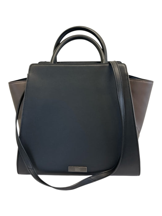 Zac Posen Black & Gray Leather Color Block Top Handle Crossbody Strap Incl Bag Black & Gray / XL