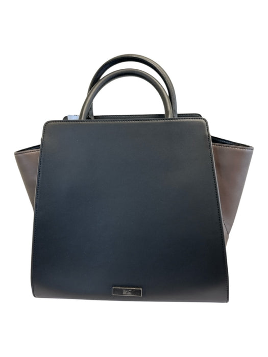 Zac Posen Black & Gray Leather Color Block Top Handle Crossbody Strap Incl Bag Black & Gray / XL
