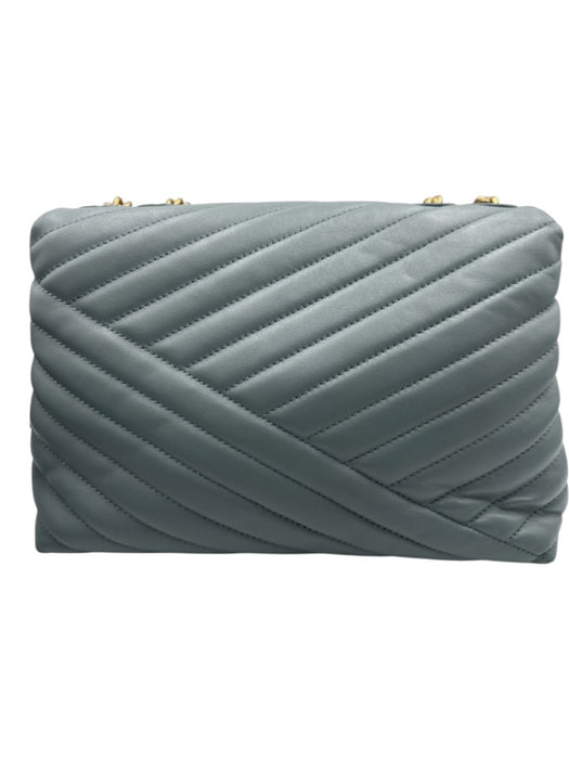 Tory Burch Slate Blue Leather Diagonal Stitching GHW Chain Dust Bag Incl. Bag Slate Blue / Small