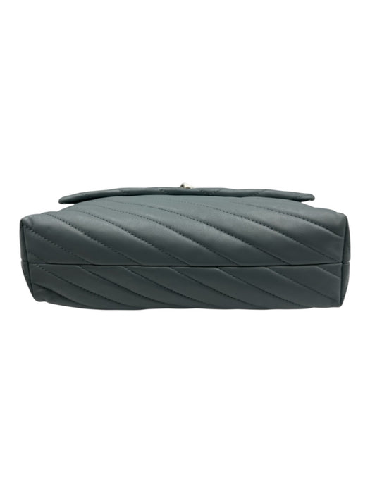 Tory Burch Slate Blue Leather Diagonal Stitching GHW Chain Dust Bag Incl. Bag Slate Blue / Small