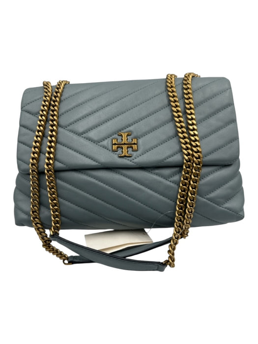Tory Burch Slate Blue Leather Diagonal Stitching GHW Chain Dust Bag Incl. Bag Slate Blue / Small