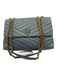 Tory Burch Slate Blue Leather Diagonal Stitching GHW Chain Dust Bag Incl. Bag Slate Blue / Small