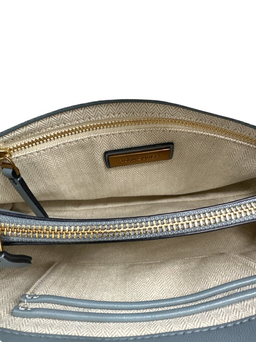 Tory Burch Slate Blue Leather Diagonal Stitching GHW Chain Dust Bag Incl. Bag Slate Blue / Small