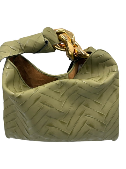 J.W. Anderson Green Leather Embossed Shoulder Bag Gold Hardware Bag Green / Medium