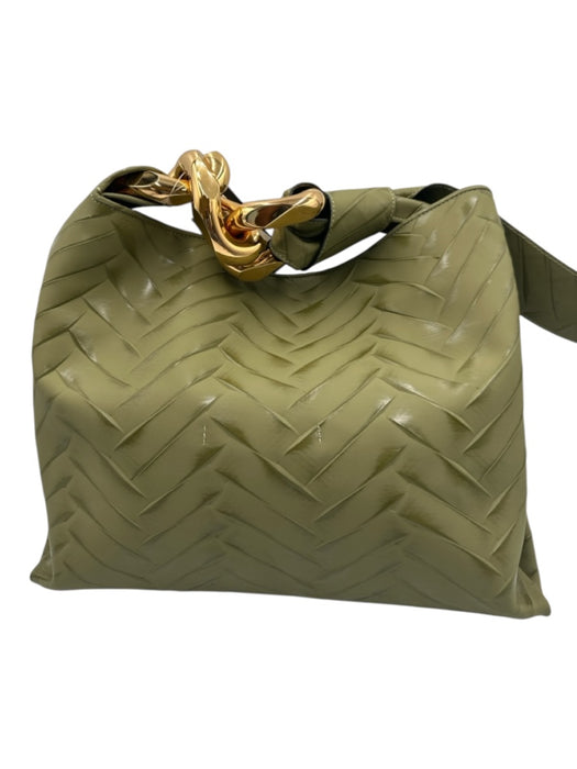 J.W. Anderson Green Leather Embossed Shoulder Bag Gold Hardware Bag Green / Medium
