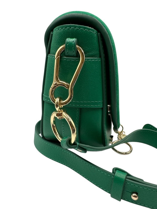 See By Chloe Emerald Green Leather Suede Gold Hardware Crossbody Bag Emerald Green / Small