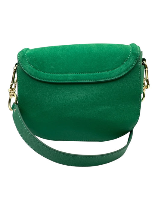 See By Chloe Emerald Green Leather Suede Gold Hardware Crossbody Bag Emerald Green / Small