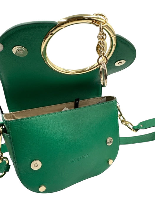 See By Chloe Emerald Green Leather Suede Gold Hardware Crossbody Bag Emerald Green / Small