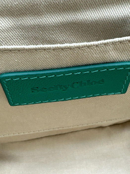 See By Chloe Emerald Green Leather Suede Gold Hardware Crossbody Bag Emerald Green / Small