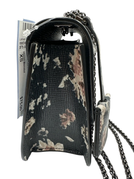 Henri Bendel Black, Cream, Blush Coated Leather Floral Gunmetal Hardware Bag Black, Cream, Blush / XS