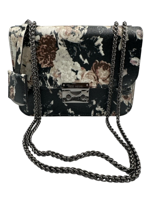 Henri Bendel Black, Cream, Blush Coated Leather Floral Gunmetal Hardware Bag Black, Cream, Blush / XS