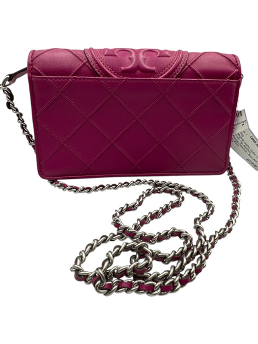 Tory Burch Magenta Leather Quilted Crossbody Chain Flap Bag Magenta / XS
