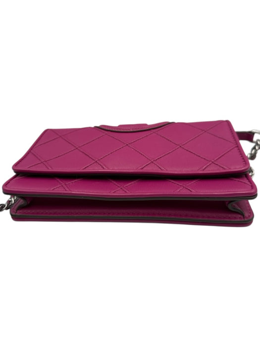 Tory Burch Magenta Leather Quilted Crossbody Chain Flap Bag Magenta / XS