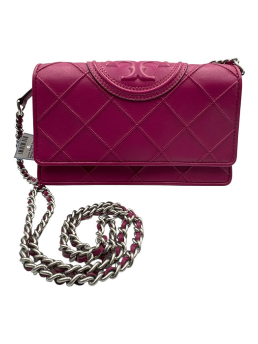 Tory Burch Magenta Leather Quilted Crossbody Chain Flap Bag Magenta / XS
