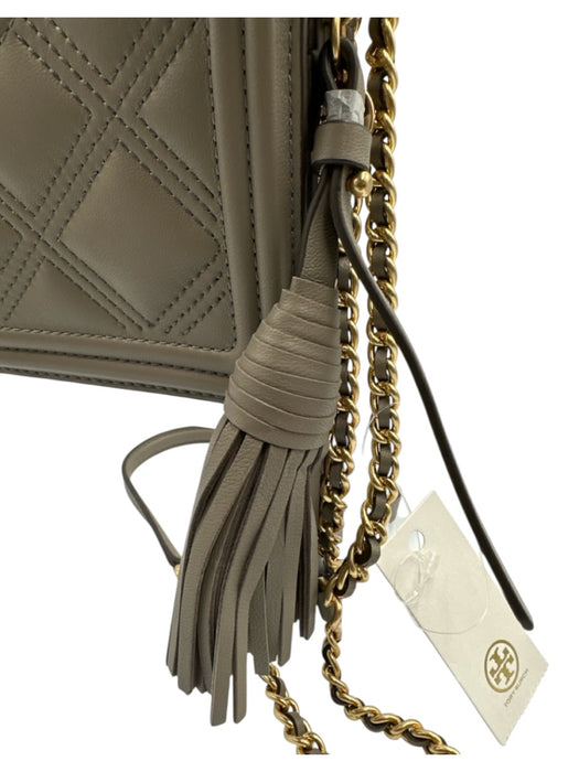 Tory Burch Gray Leather Quilted Crossbody Chain Flap Dust Bag Incl. Bag Gray / XS