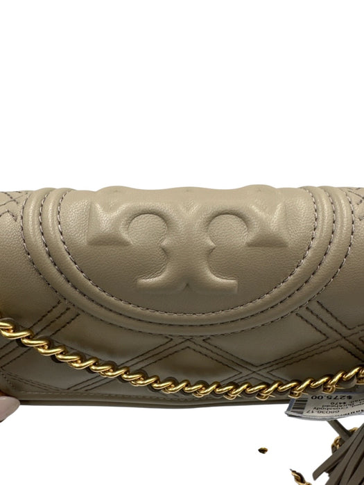Tory Burch Gray Leather Quilted Crossbody Chain Flap Dust Bag Incl. Bag Gray / XS