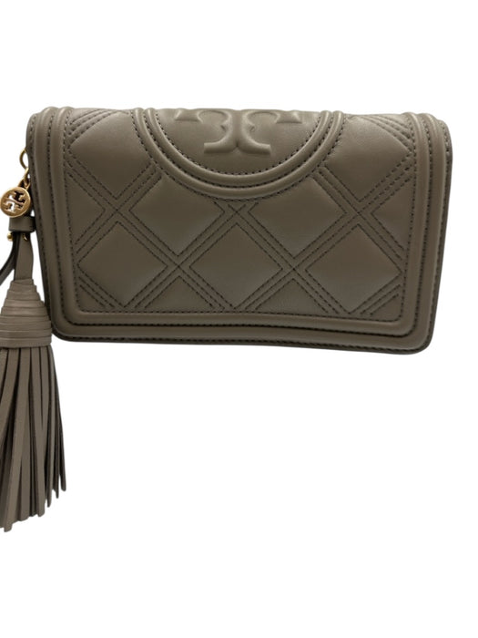 Tory Burch Gray Leather Quilted Crossbody Chain Flap Dust Bag Incl. Bag Gray / XS