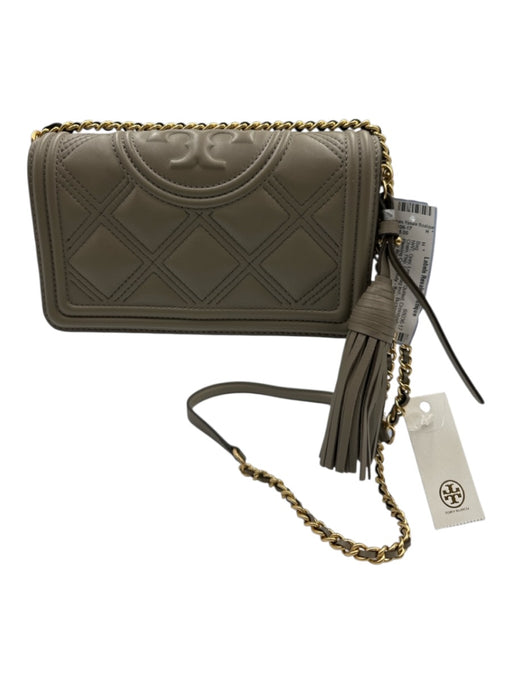 Tory Burch Gray Leather Quilted Crossbody Chain Flap Dust Bag Incl. Bag Gray / XS
