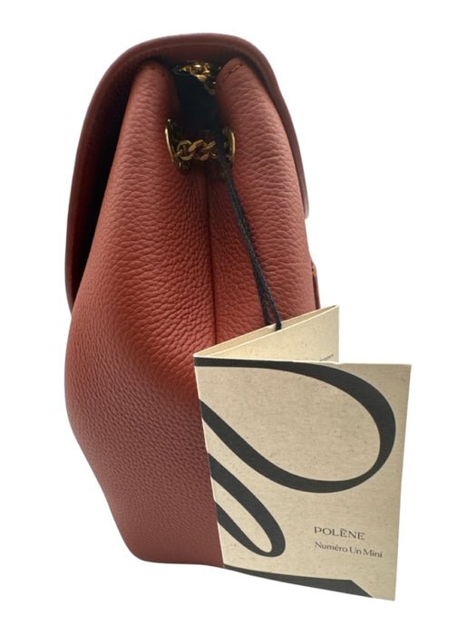 Polene Terracotta Suede & Leather Brush Gold Hardware Chain Dust Bag Incl. Bag Terracotta / Small