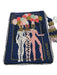 Anthropologie Blue, Pink, Black Beaded Cloth People Tassel Pouch Clutch Blue, Pink, Black