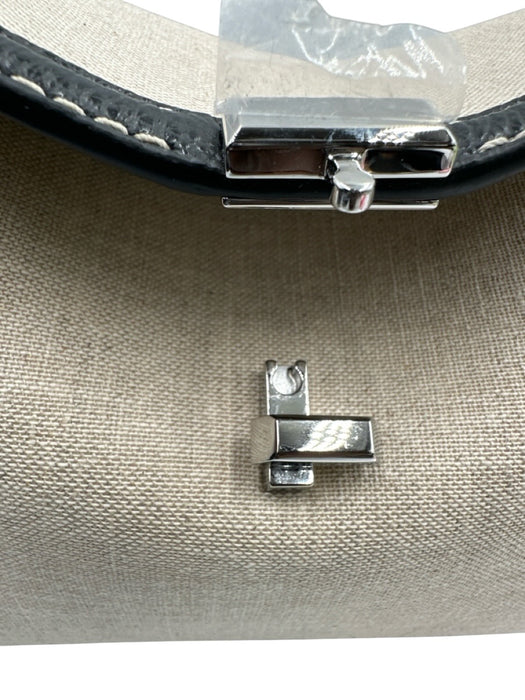 Toteme Beige Canvas Black Leather Trim Crossbody Strap Clutch Dust Bag Incl. Bag Beige / Mini